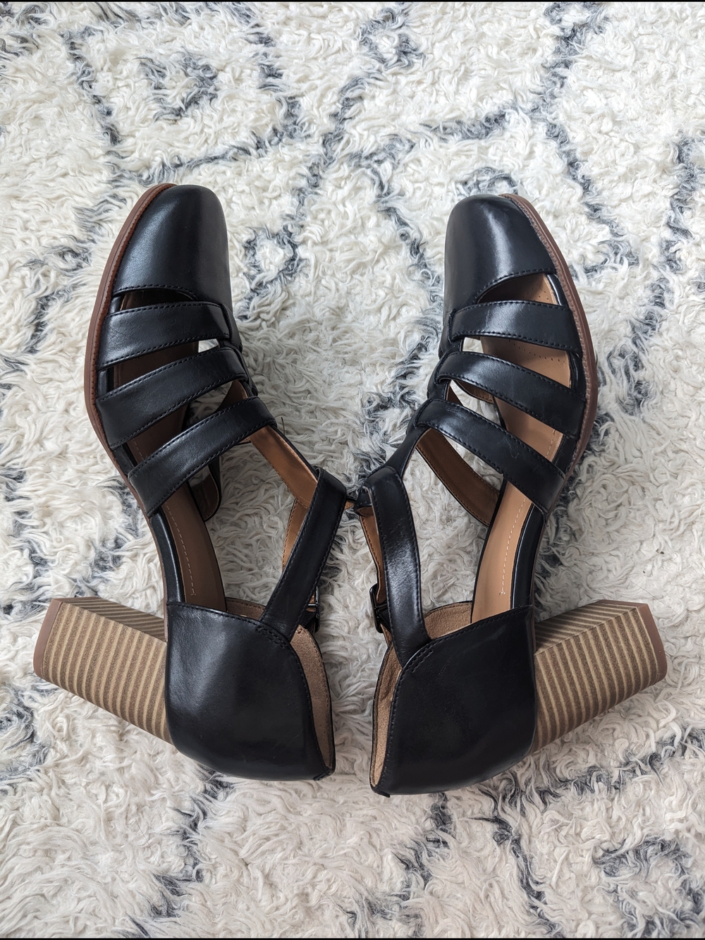Clarks Artisan Black Strappy Leather High Heels - Picture 7 of 10